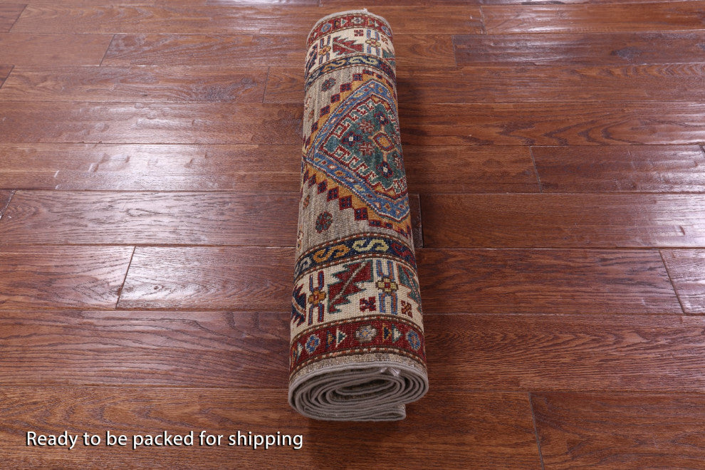 2' 8" X 9' 7" Super Kazak Handmade Wool Runner Rug - Q12964