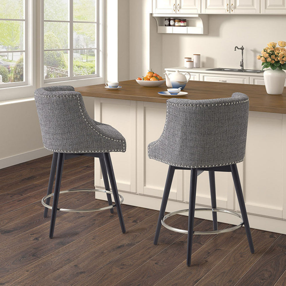 Madison Park Mateo Barrel Style Swivel Counter Stool, Grey