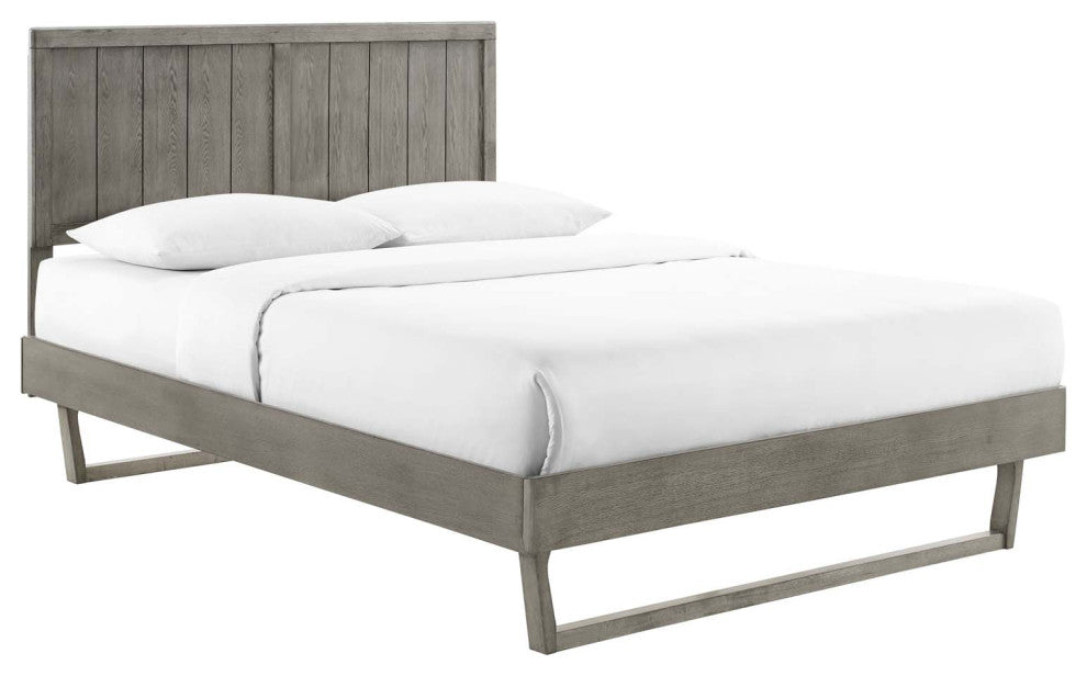 Alana Twin Wood Platform Bed With Angular Frame Gray