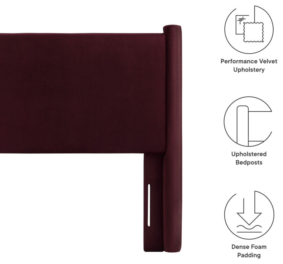 Rael Performance Velvet Twin Headboard, Mulberry