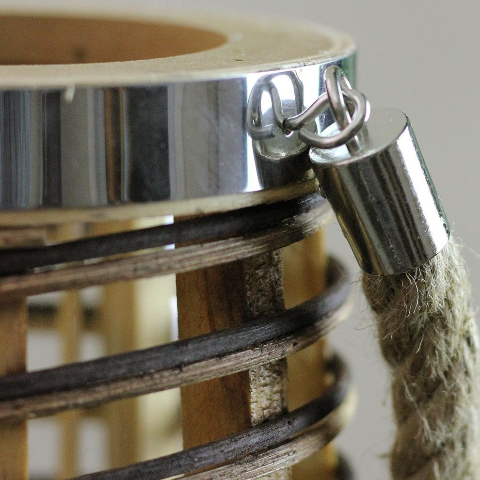 10" Rustic Chic Cylinderical Rattan Holder With Jute Handle