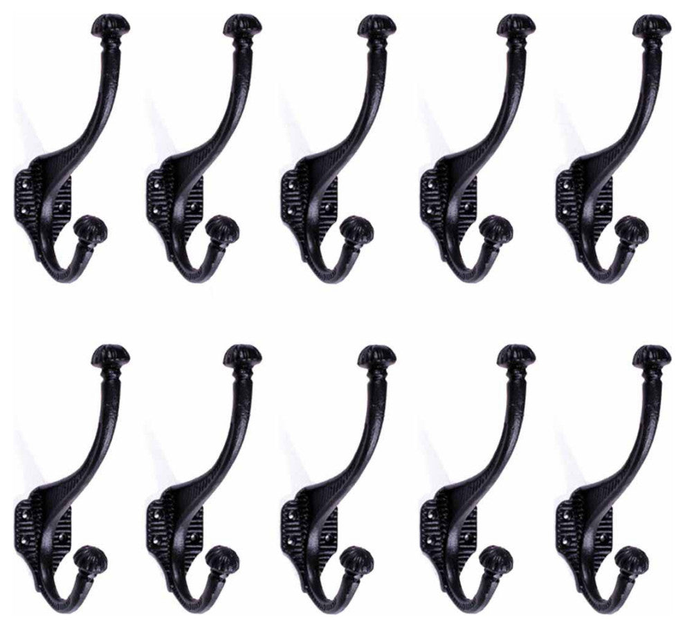 10 Hat Coat Hook Wrought Iron Black |