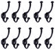 10 Hat Coat Hook Wrought Iron Black |