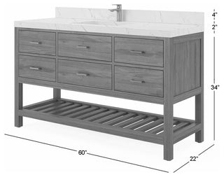 Parker Teak 60" Single Sink Bath Vanity in Dark Walnut2" Viola Night