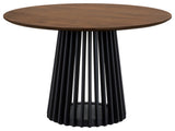 Pasadena Apache 5-Piece Round Dining Set, Walnut & Black Oak Finish Faux Leather