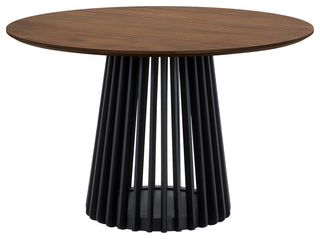 Pasadena Apache 5-Piece Round Dining Set, Walnut & Black Oak Finish Faux Leather