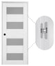 Della Bianco Noble with Concealed Hinges, Tempered Frosted Glass, Solid Core, 32" X 80", Right-Hand