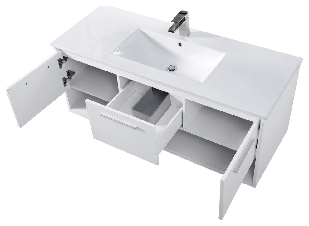 48" Single Bathroom Floating Vanity, White