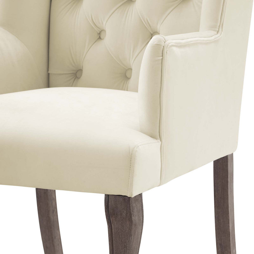 Side Dining Chair, Set of 2, Velvet, Ivory White, Modern, Cafe Bistro Restaurant