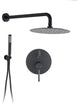 10 inch Wall-Mounted Round Completed Shower System with Handheld Shower, Matt Bl