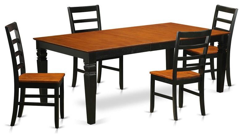 5-Piece Dinette Set With Dining Table and 4 Dining Chairs, Black/Cherry