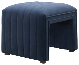Soft Sapphire Navy Ottoman, Channeled