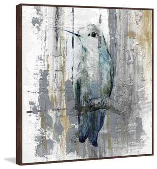 "Perching Grey" Floater Framed Painting Print on Canvas, 16"x16"