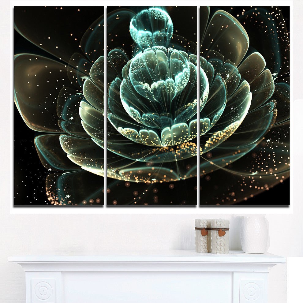 "Fractal Flower Light Green Digital" Metal Wall Art, 3 Panels, 36"x28"