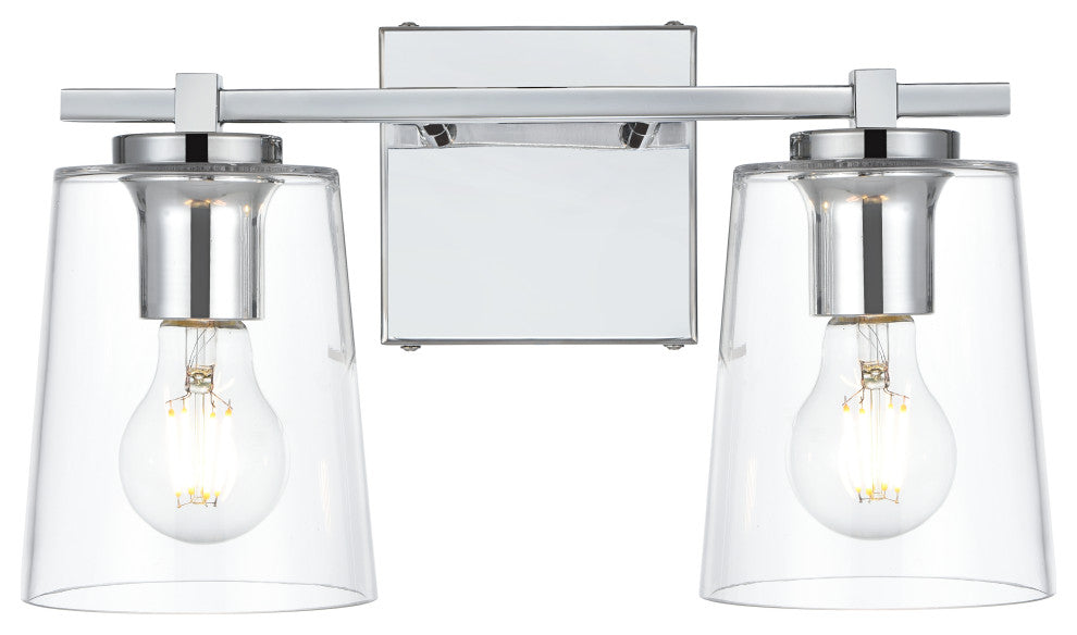 2 Light Chrome And Clear Bath Sconce