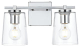 2 Light Chrome And Clear Bath Sconce