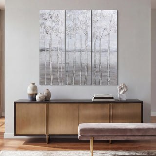 Silver Winter Textured Metallic Hand Painted Wall Art by Martin Edwards