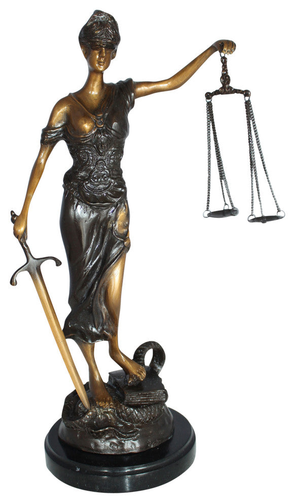 Lady Justice Bronze Statue -  Size: 6"L x 6"W x 18"H.