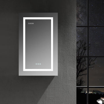LED Medicine Cabinet With Defog, Dimmer, Makeup Mirror, Outlets, 24/R/3x
