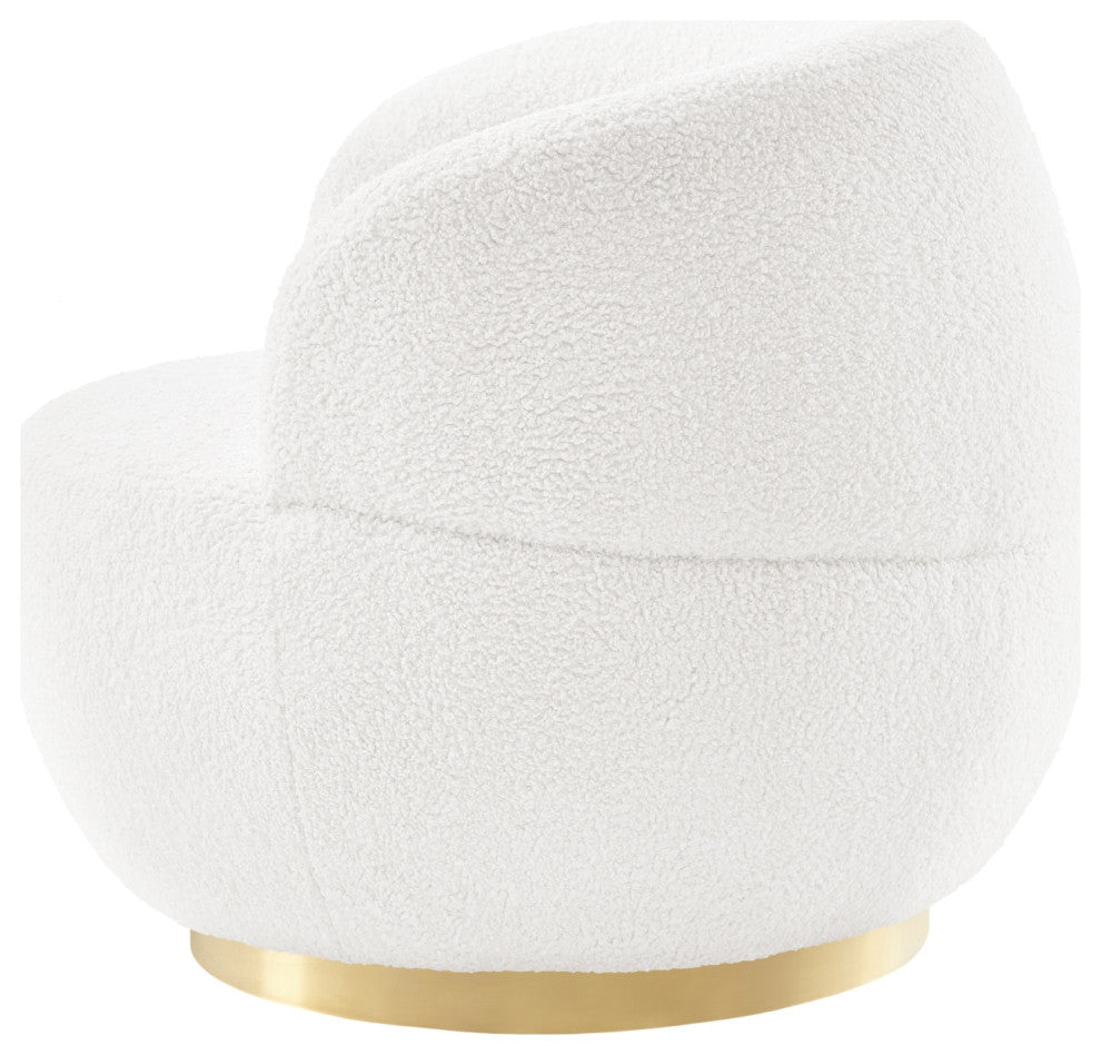 Inspired Home Shaniyah Accent Chair, Swivel, White/Gold Sherpa