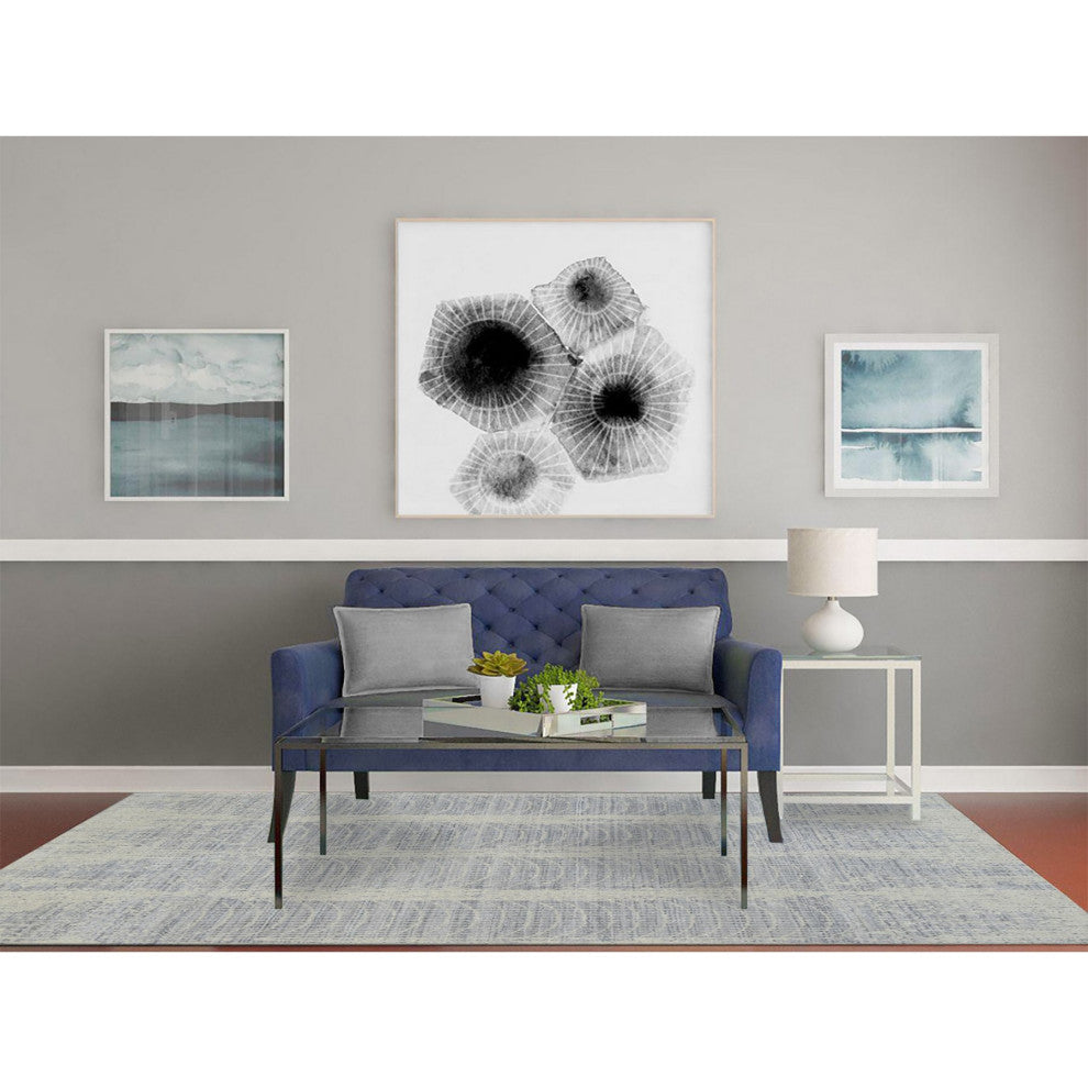 Gray, Jacquard Hand Loomed, Wool and Plant Based Silk, Rug, 6'0" x 9'0"