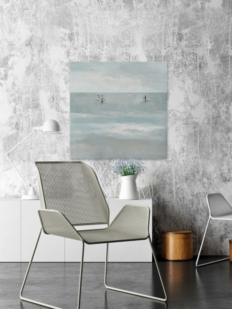 "Paddle Boarding" Painting Print on Wrapped Canvas, 48"x48"