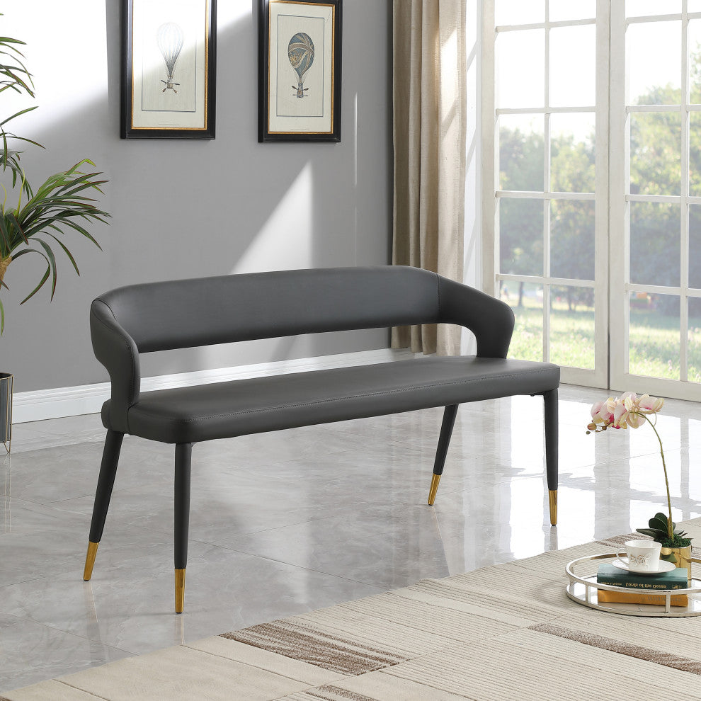 Destiny Upholstered Bench, Gray, Vegan Leather