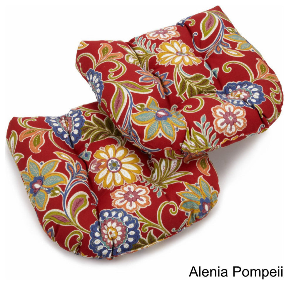 19" U-Shaped Outdoor Tufted Dining Chair Cushion, Set of 2, Alenia Pompeii