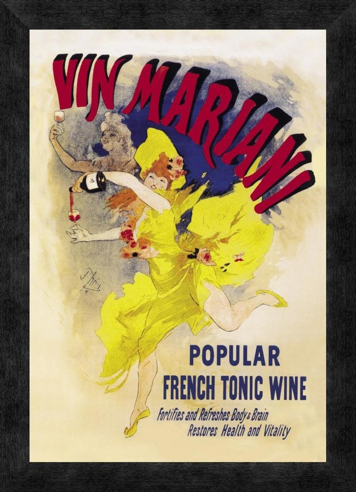 "Vin Mariani, 1894" Framed Canvas Giclee by Jules Cheret, 14"x20"