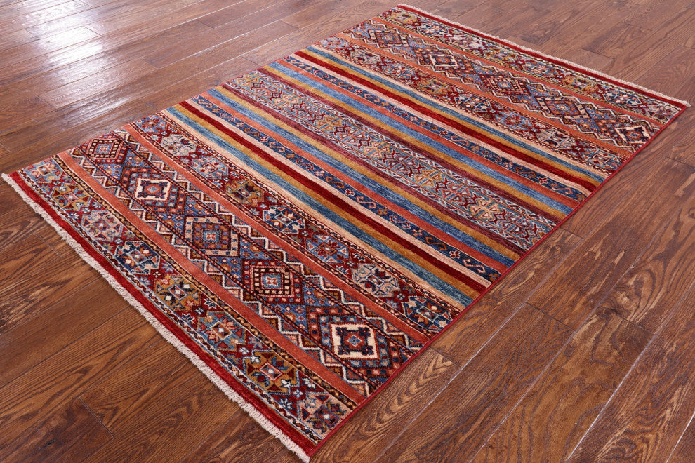 Hand-Knotted Super Kazak Khorjin Rug 3' 11" X 5' 7" Q5227