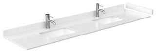 Beckett TK 84" Dark Gray Double Vanity, Cultured Top, Nickel Trim