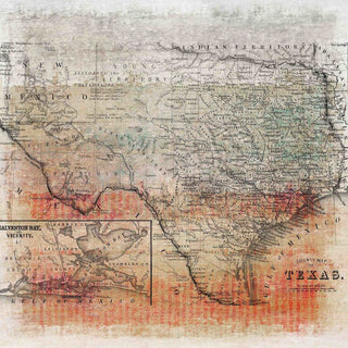"Texas Map" Fine Art Canvas Print, 18"x18"