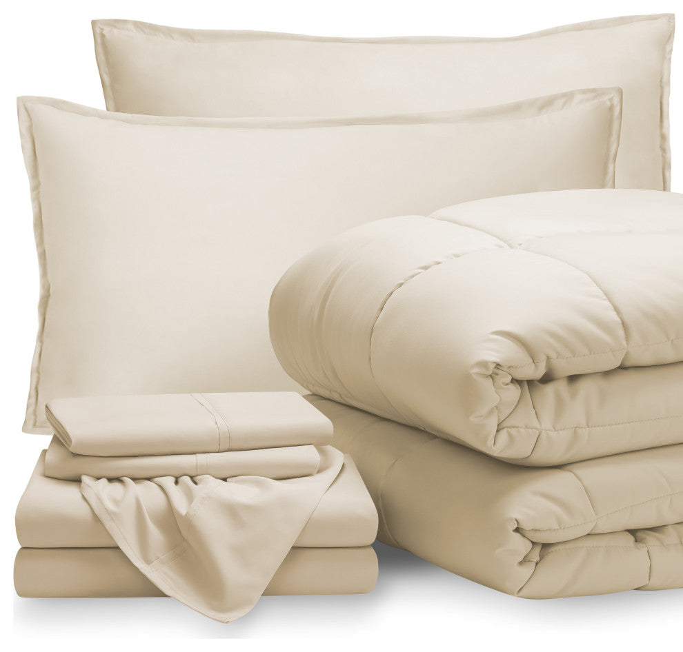 Bare Home 8-Piece Bed-in-a-Bag Split Sizes, Sand, Sand, Split King