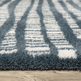 Greer Modern Dashed Lines Dark Teal/ Ivory Area Rug, 5'3" x 7'6"