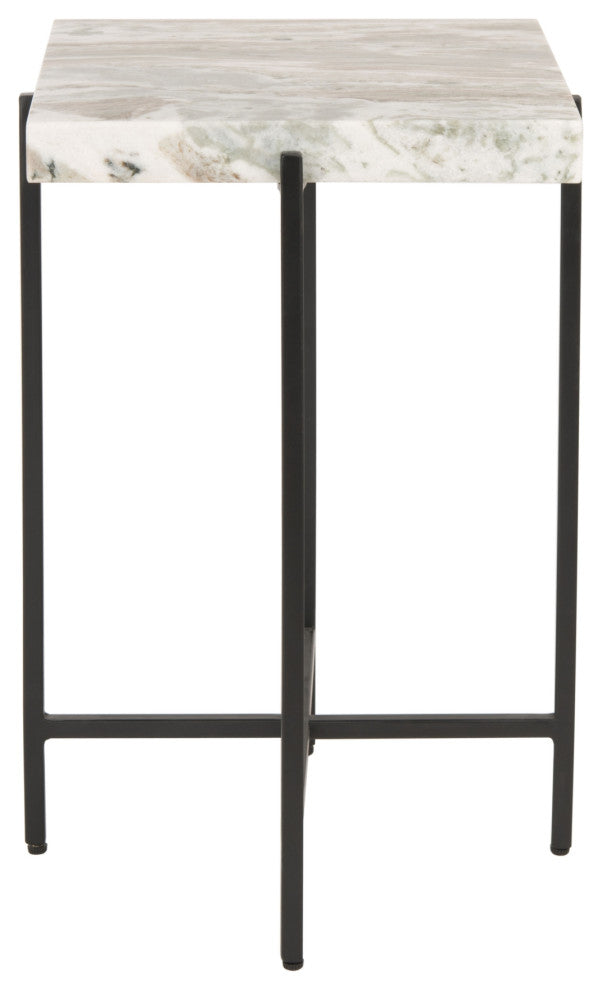 Safavieh Tenzin Stone Top Accent Table, Multi Grey/Black