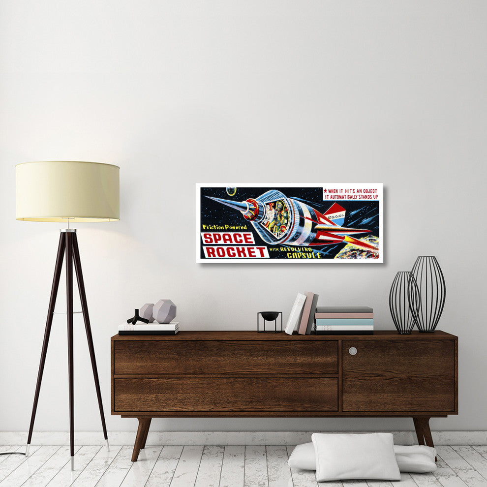 "Space Rocket with Revolving Capsule" Print by Retrorocket, 46"x20"