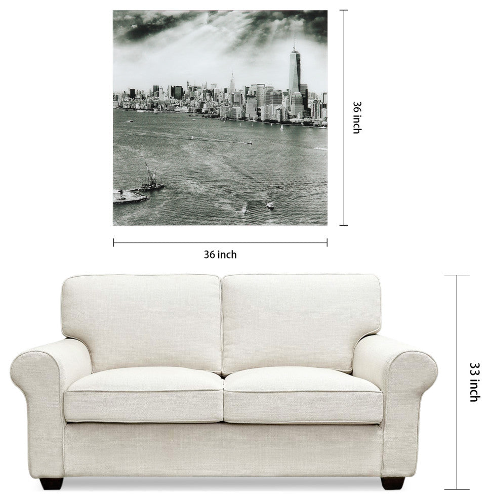 "New York Skyline" Glass Wall Art Frameless Free Floating Tempered Glass Print