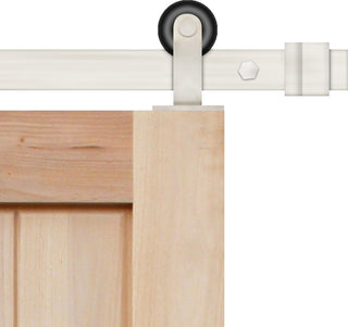 Unfinished Interior Knotty Alder K Panel V-Groove Barn Door, Stainless