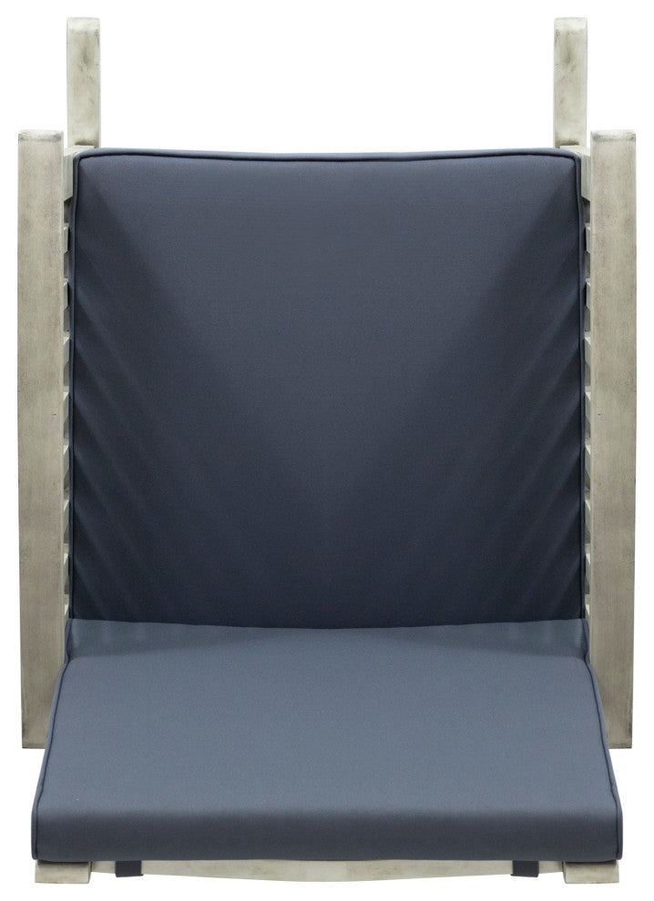 Beulah Outdoor Acacia Wood Rocking Chair, Light Gray Finish, Dark Gray