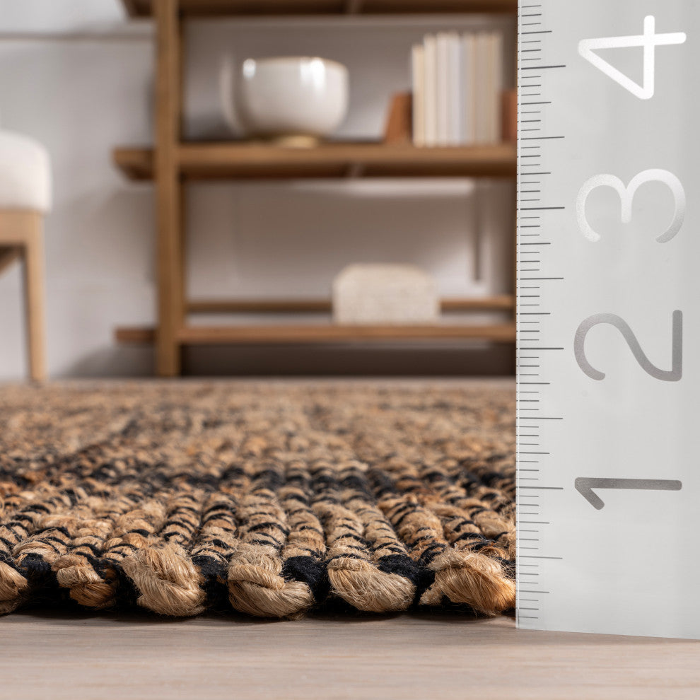 Nuloom Odette Braided Striped Jute Rug, Natural 5' x 8'