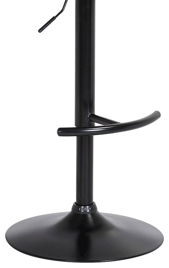 Nash Upholstered Wood Adjustable Bar Stool with Black Metal Base