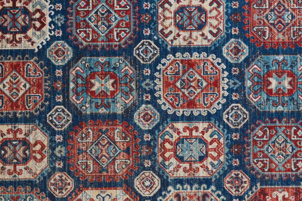 Weave & Wander Kezia Rug, Classic Blue/True Red, 2ft-10in x 7ft-10in