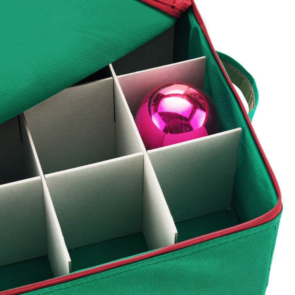 Ornament Storage Box Zippered Lid Organizer 75 Individual Compartments, Divider