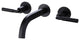 Wall Mounted Dual Handles Bathroom Sink Faucet, Matte Black