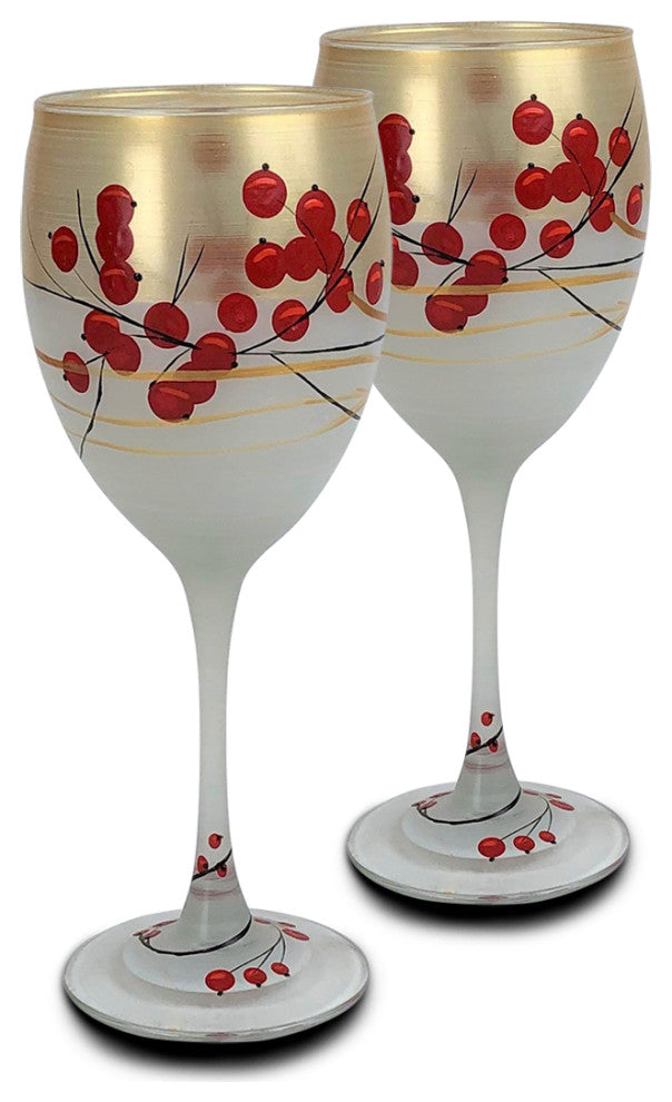 Berries 'n Branches Wine Glasses, Set of 2