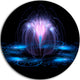 Fractal Blue Flowing Flower, Floral Art Disc Metal Wall Art, 23"