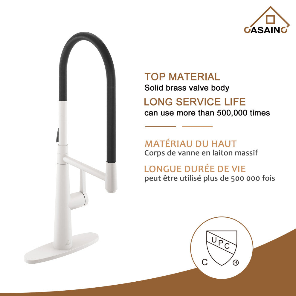 Single-Handle Standard Kitchen Faucet with Fast Mount and Deck Plate, Matte White