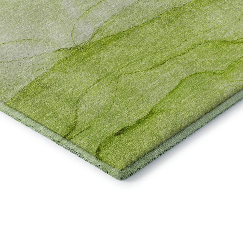 Premium Machine Washable Mayfield AMF507 Green 8' x 8' Round Rug