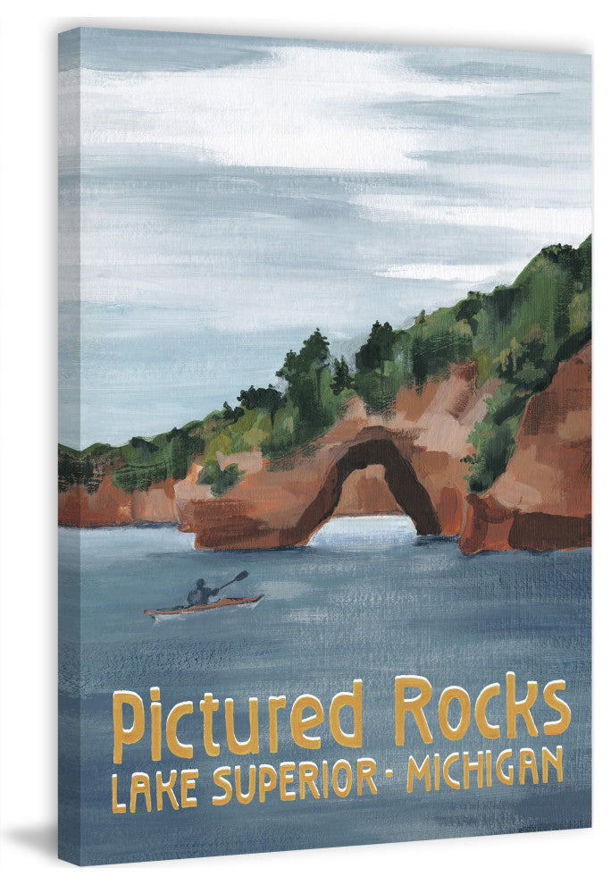 "Pictured Rocks" Painting Print on Wrapped Canvas, 20x30
