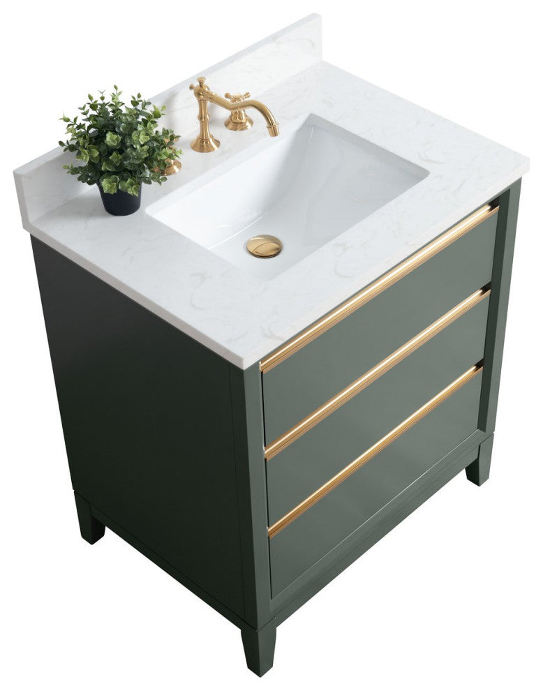 Vanity Art Bathroom Vanity With Sink, Vintage Green, 30" Single